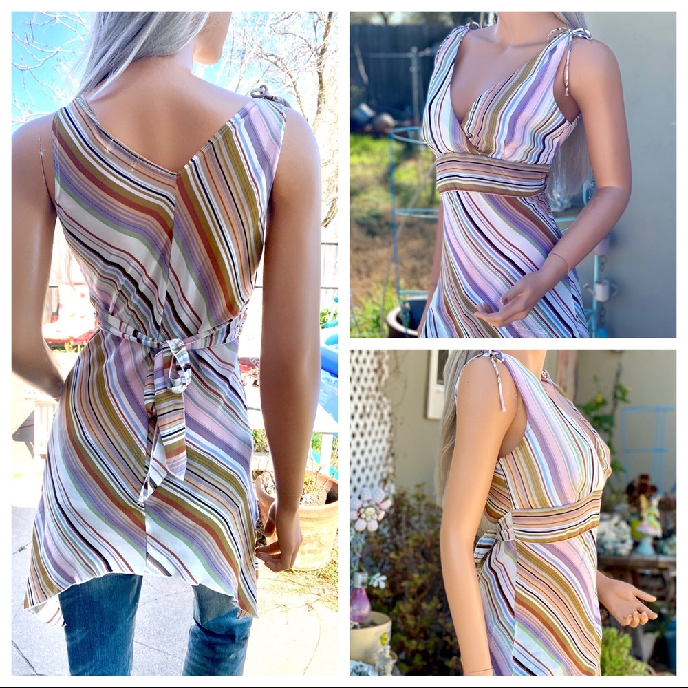 VTG❤️RARE Charlotte Russe Asymmetrical Chemise Empire Waist Tie Back Blouse - Picture 10 of 16